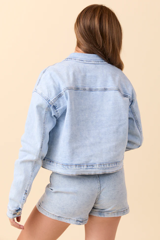 My Favorite Stretchy Light Wash Denim Jacket FINAL SALE - Image 5