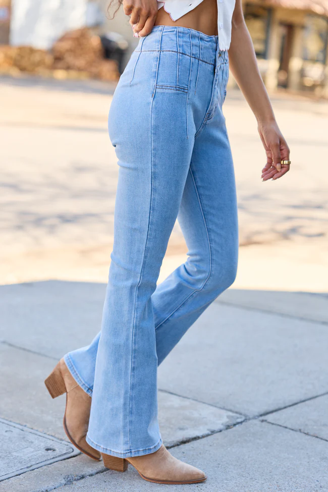 My Favorite Stretchy Light Wash Flare Jeans - Image 3