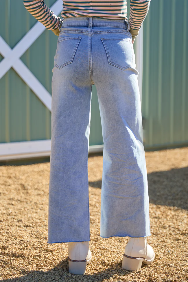 My Favorite Stretchy Light Wash Wide Leg Jeans - Image 4