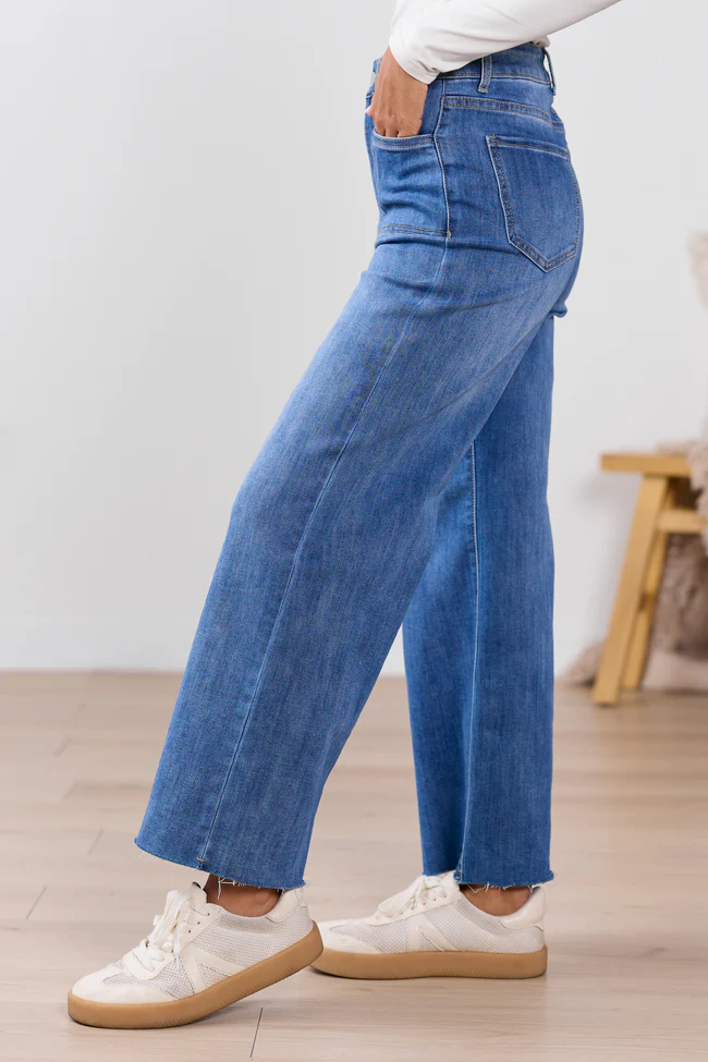 My Favorite Stretchy Medium Wash Wide Leg Jeans - Image 3