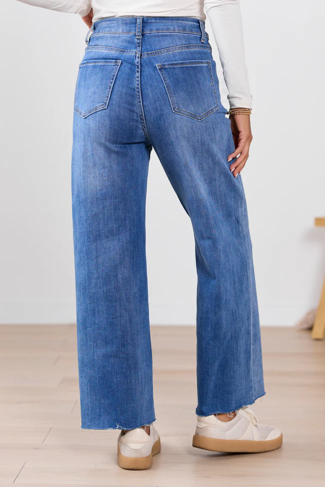 My Favorite Stretchy Medium Wash Wide Leg Jeans - Image 4