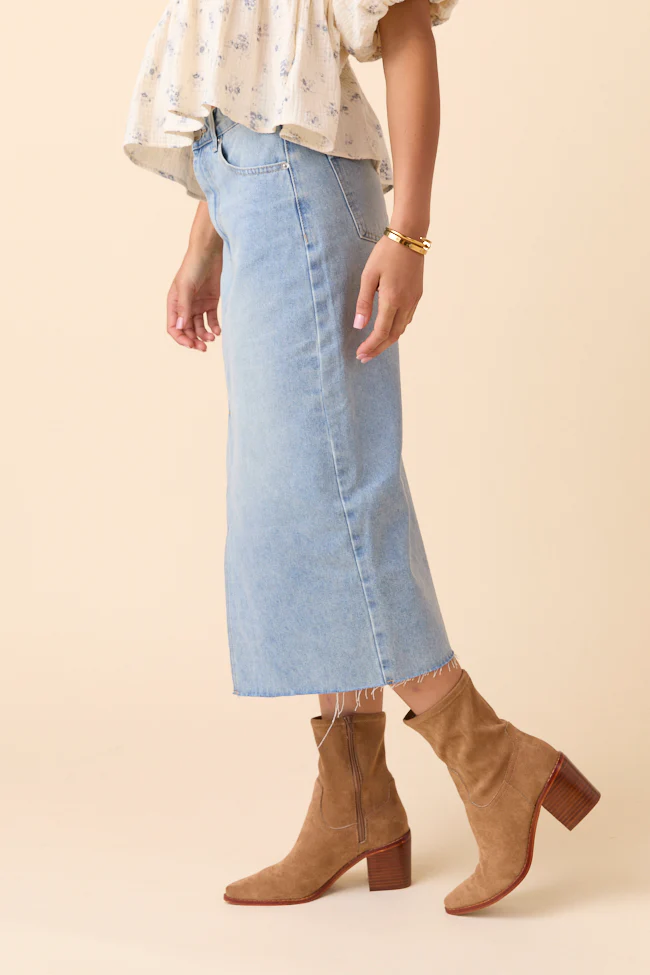 Mya Medium Wash Denim Midi Skirt FINAL SALE - Image 4