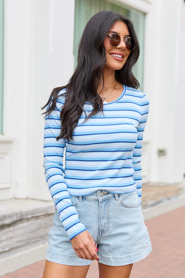 Mynzi Blue Striped Top