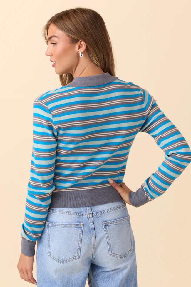 Natasha Blue Stripe Cardigan FINAL SALE - Image 10