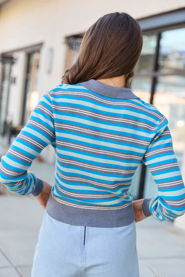 Natasha Blue Stripe Cardigan FINAL SALE - Image 4