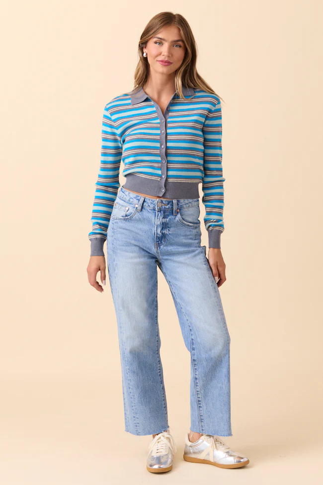 Natasha Blue Stripe Cardigan FINAL SALE - Image 8