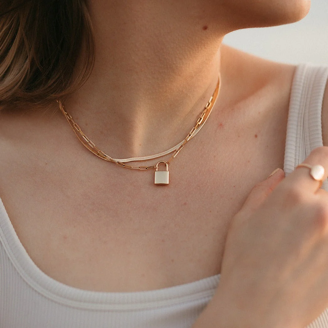 Newport Gold Filled Lock Necklace - Image 5