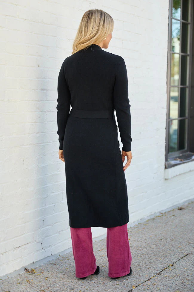 Norah Black Button Down with Tie Long Cardigan FINAL SALE - Image 4