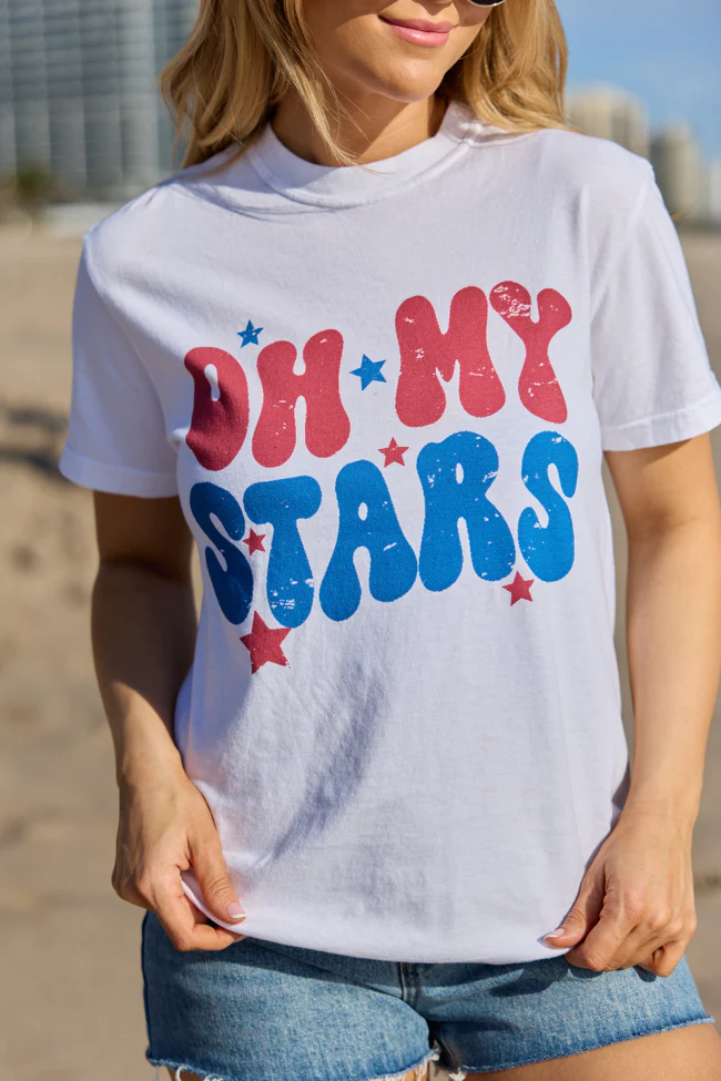 Oh My Stars White Graphic Tee DOORBUSTER - Image 2