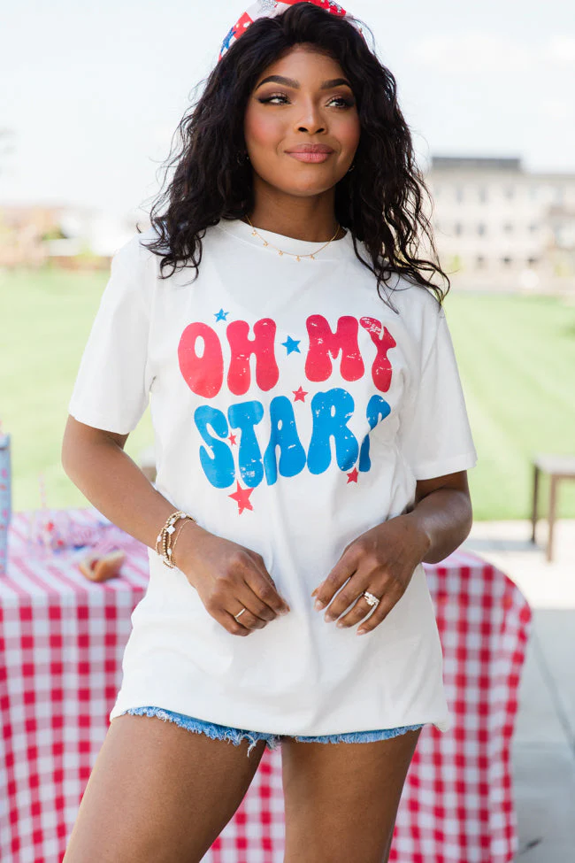 Oh My Stars White Graphic Tee DOORBUSTER - Image 4