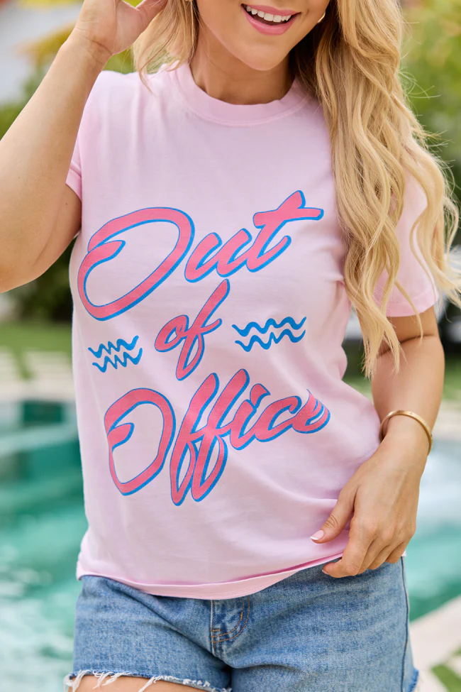 Out Of Office Light Pink Graphic Tee - Image 2