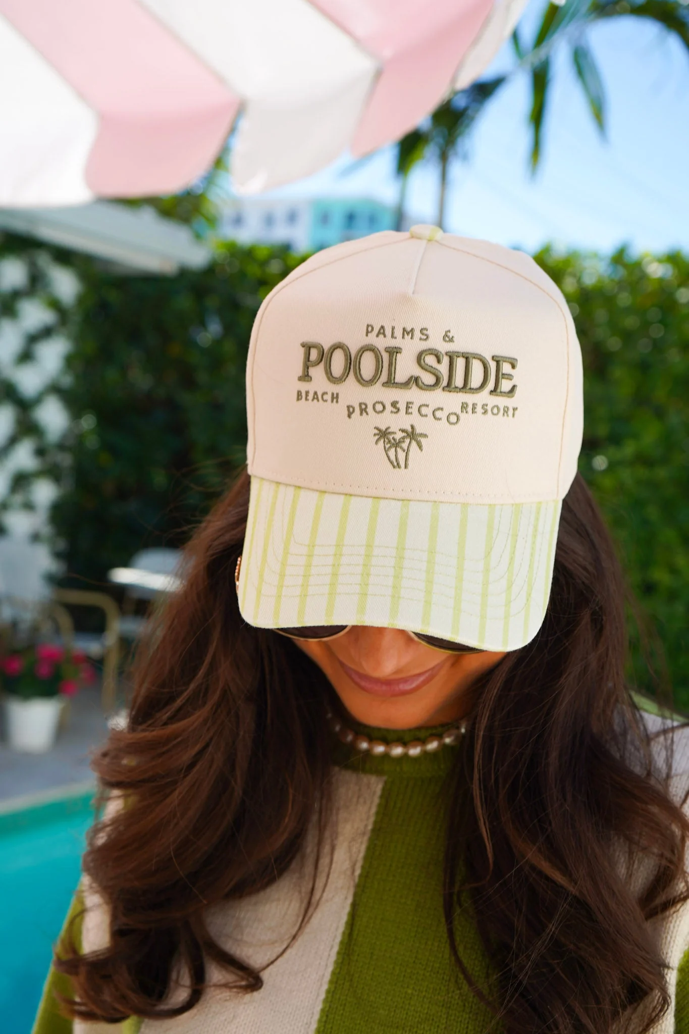 KenzKustomz Green Stripe Trucker Hat - Palms & Poolside - Image 2