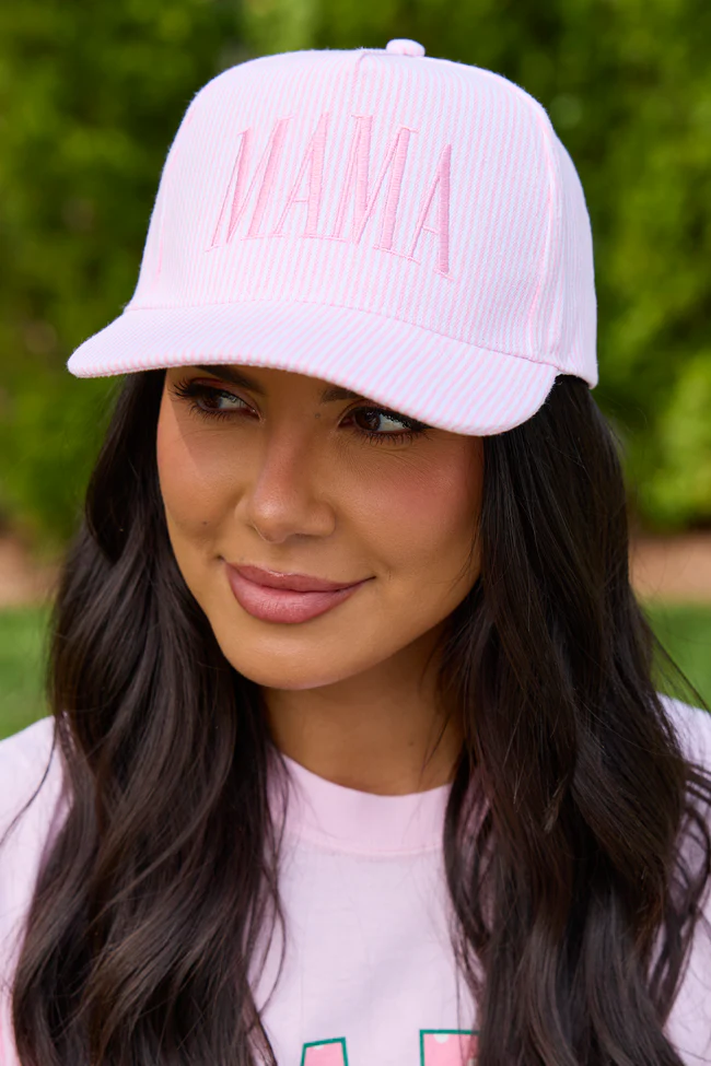 Pink Striped Mama Trucker Hat DOORBUSTER - Image 2