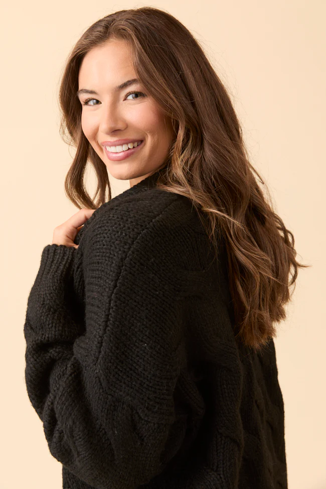 Poppy Black Cable Knit Cardigan FINAL SALE - Image 8