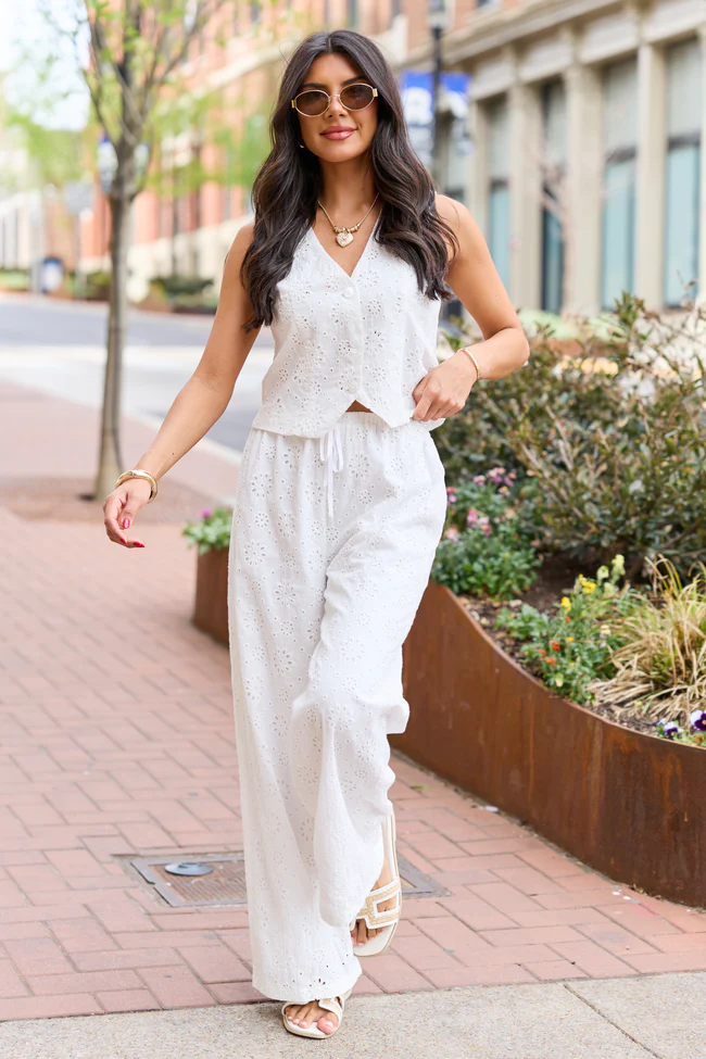 Haven White Eyelet Lace Vest - Image 2