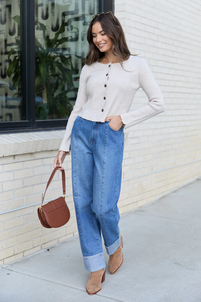 Reina Medium Wash Cuffed Jeans FINAL SALE - Image 2