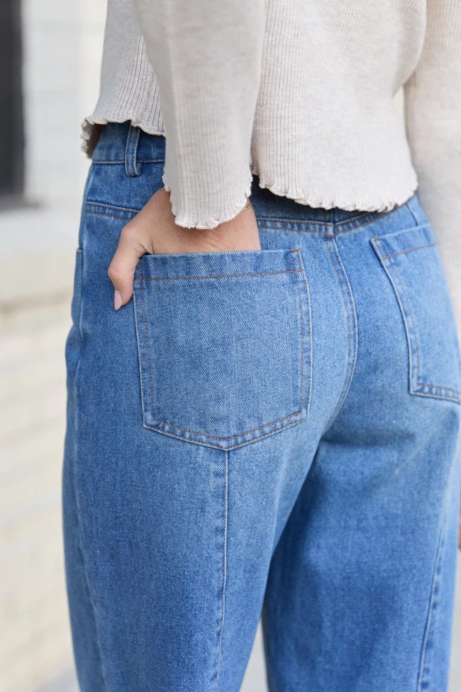 Reina Medium Wash Cuffed Jeans FINAL SALE - Image 5