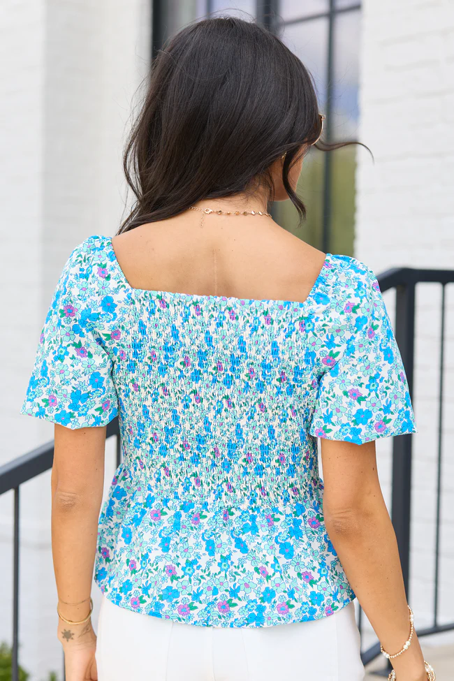 Remington Blue Floral Twist Bust Top - Image 4