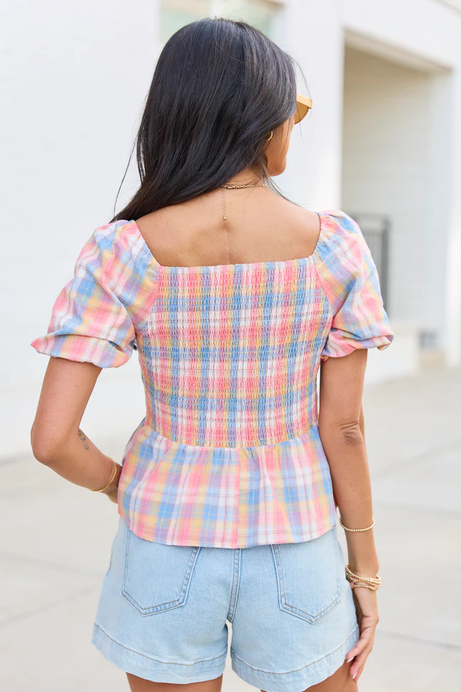 Remington Pink Plaid Twist Bust Top - Image 4