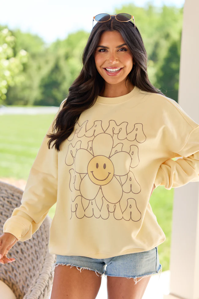 Retro Mama Daisy Yellow Graphic Sweatshirt - Image 3