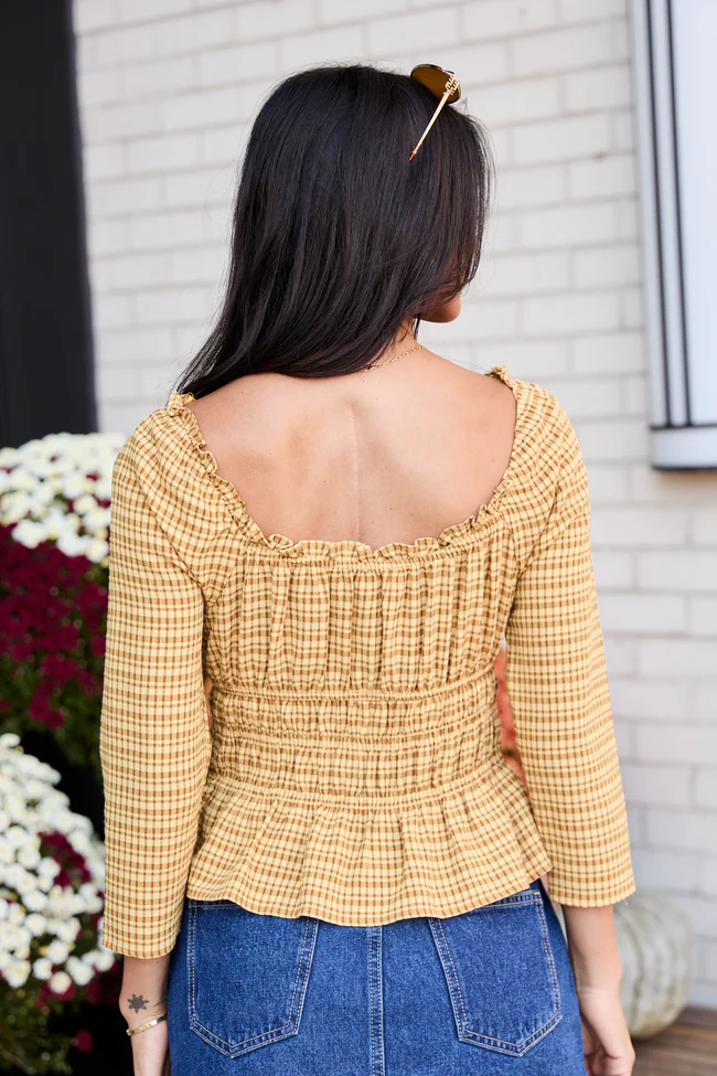 Rhett Yellow Plaid Bow Smocked Top FINAL SALE - Image 4