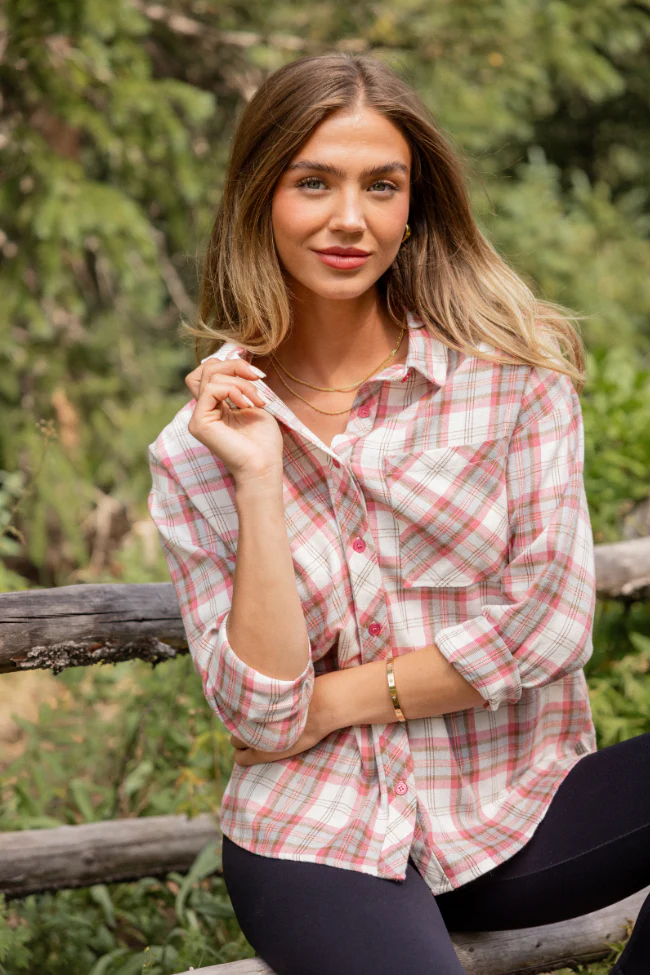Rory Red Plaid Flannel Button Down Top FINAL SALE - Image 6