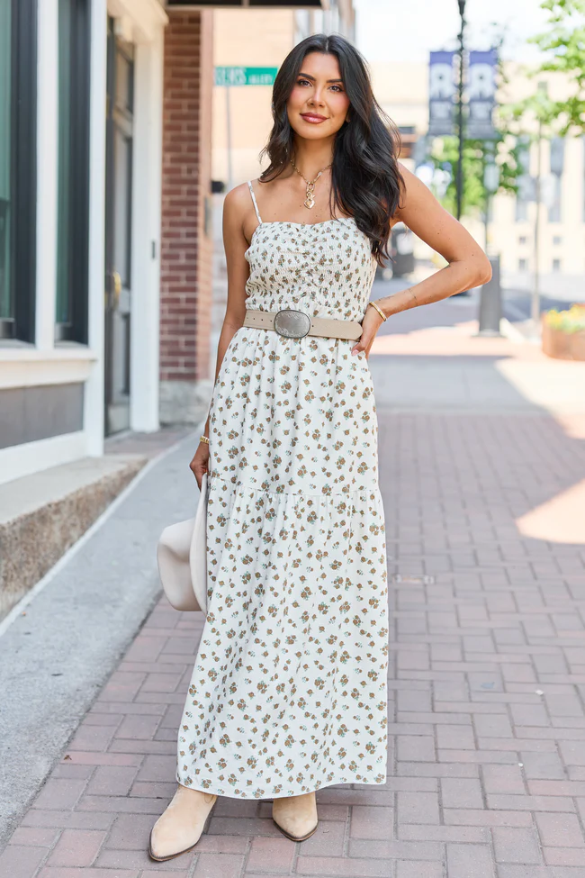 Rowan Brown Floral Maxi Dress - Image 3