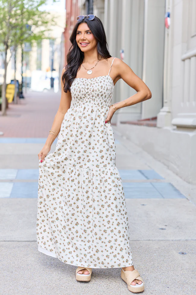 Rowan Brown Floral Maxi Dress - Image 6