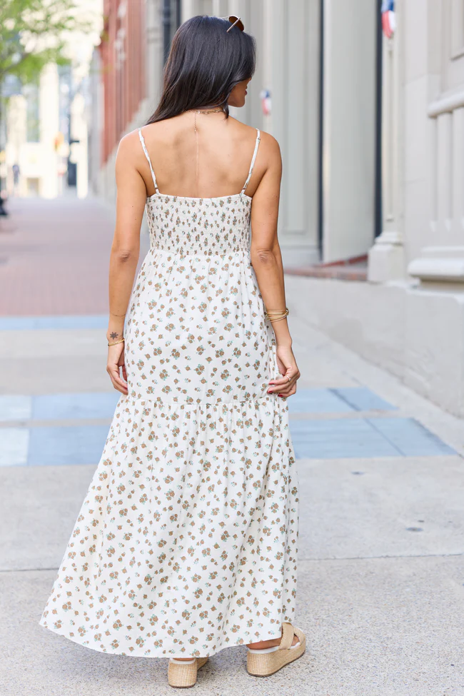 Rowan Brown Floral Maxi Dress - Image 7