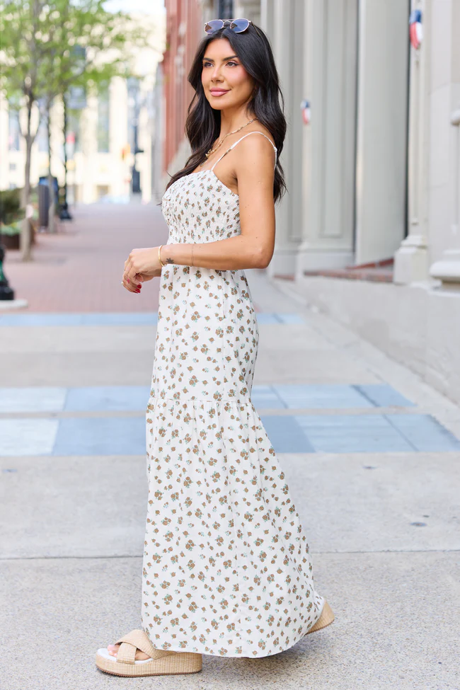 Rowan Brown Floral Maxi Dress - Image 8