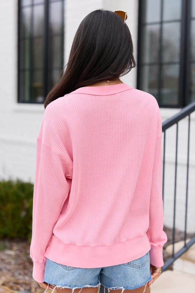 Rue Pink Thermal Long Sleeve Top - Image 5
