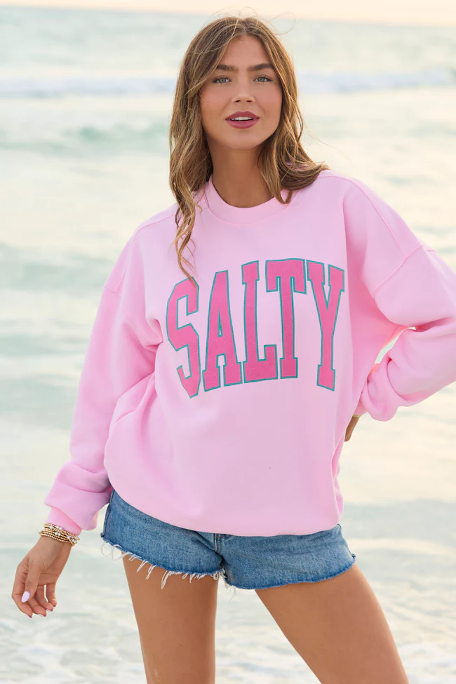Salty Block Light Pink Graphic Sweatshirt - Image 2