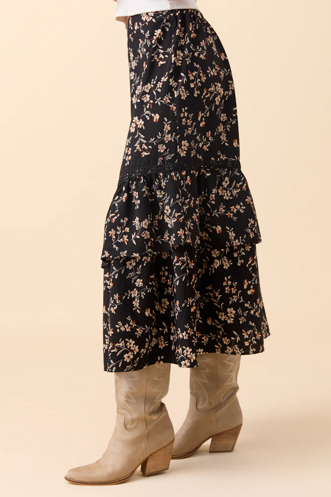 Sasha Black Multi Tiered Maxi Skirt FINAL SALE - Image 4