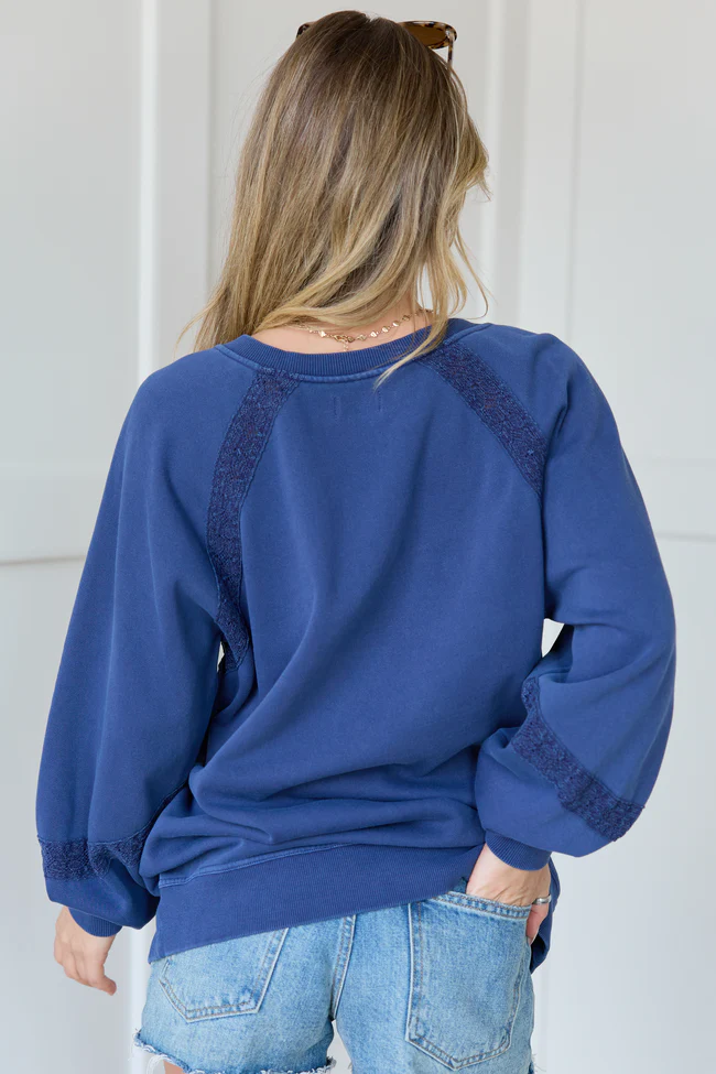 Sawyer Blue Lace V-neck Top FINAL SALE - Image 5