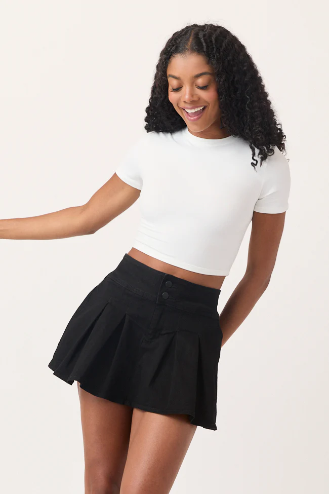 Scottie Black Denim Pleated Skort FINAL SALE - Image 6