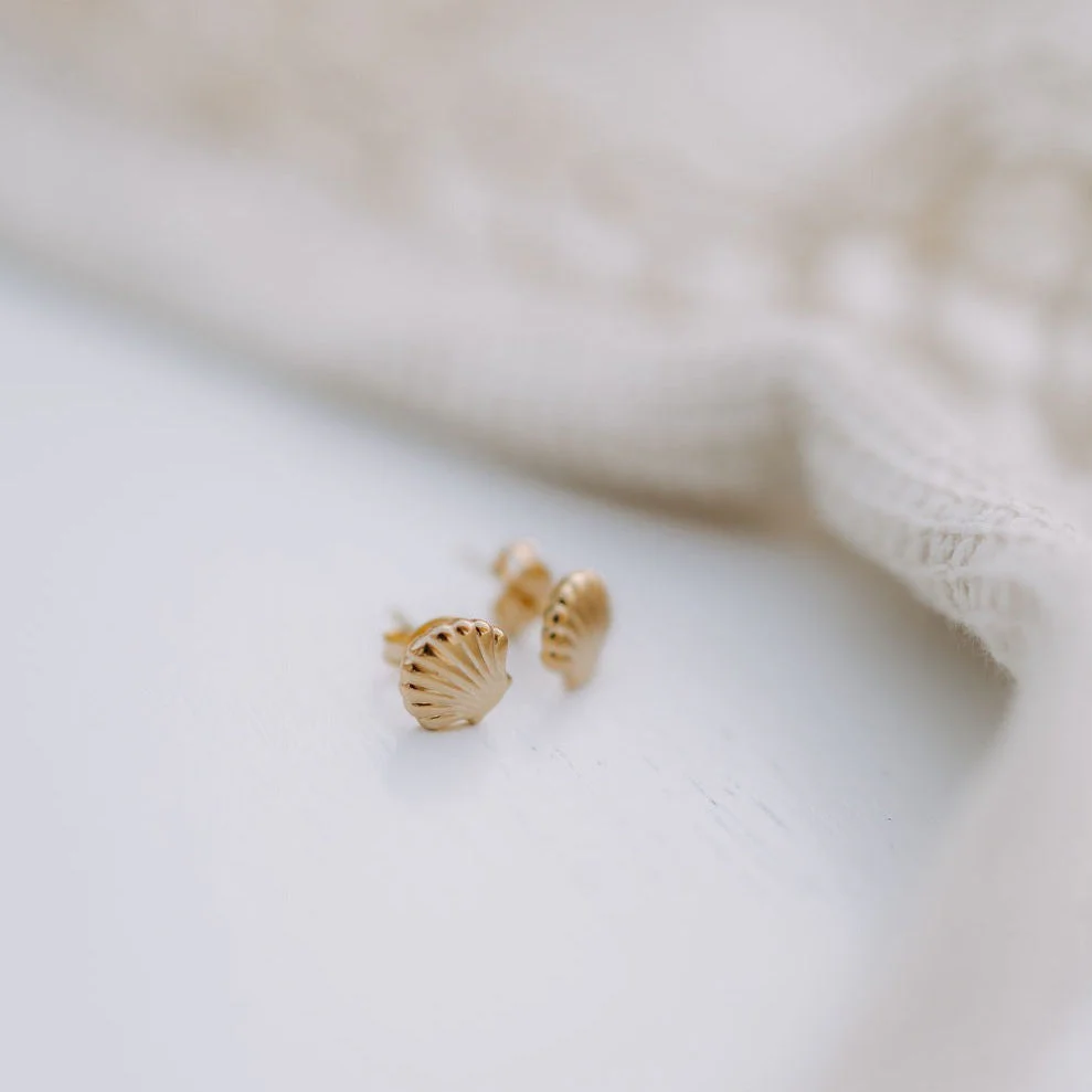 Sea Shell Stud Earrings - Image 4