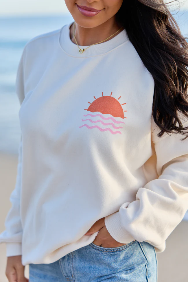 Seas The Day Cream Graphic Sweatshirt - Image 2