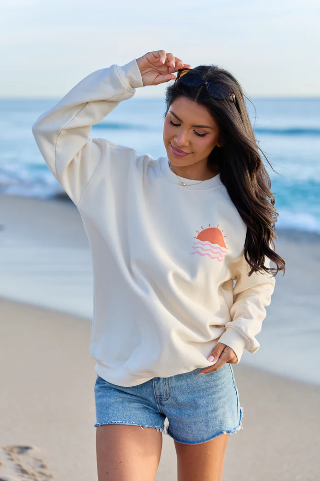 Seas The Day Cream Graphic Sweatshirt - Image 4