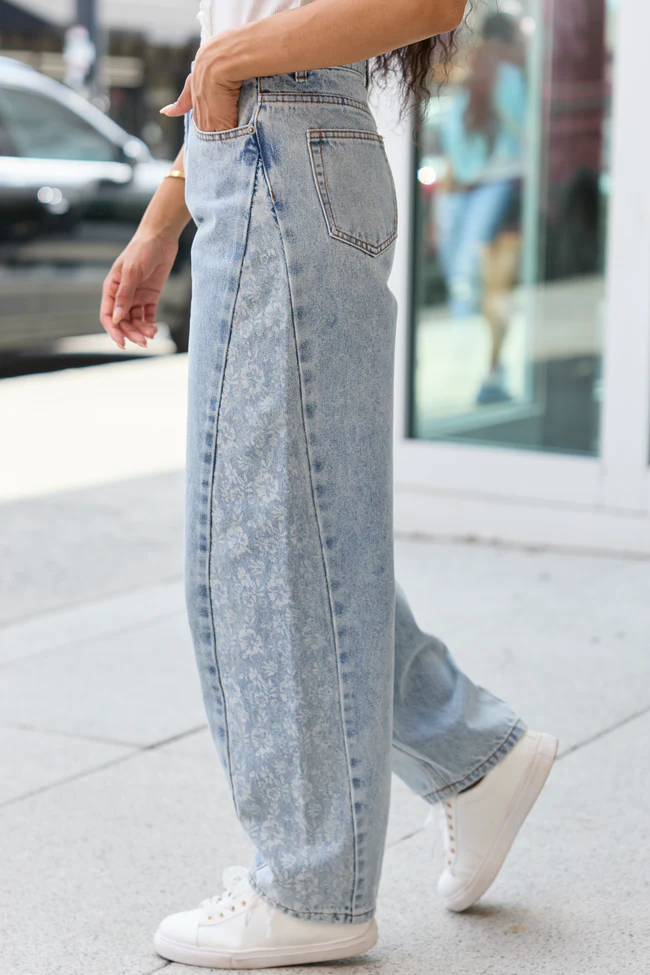 Sevyn Floral Barrel Print Jeans - Image 4