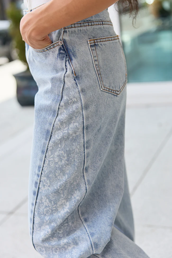 Sevyn Floral Barrel Print Jeans - Image 6