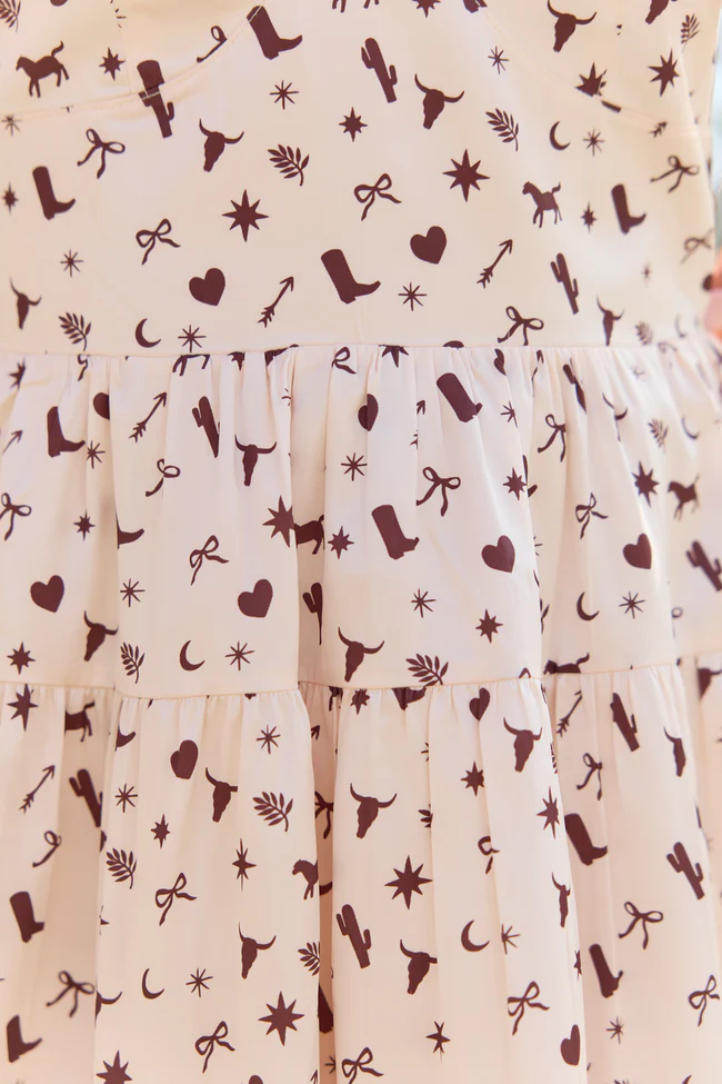 Shari Western Print Satin Dress - Image 6