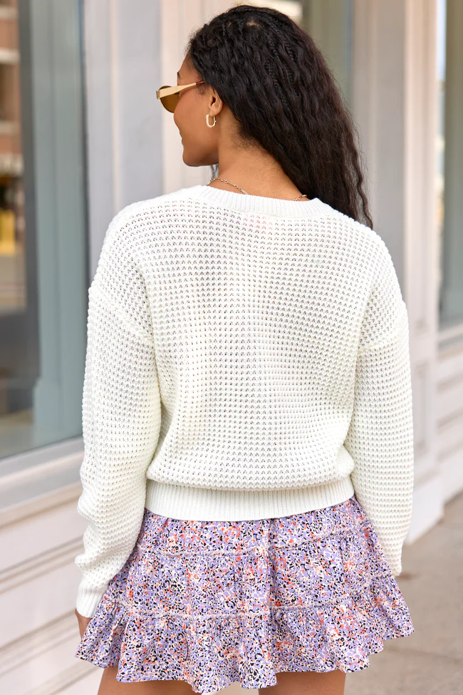 Sloan Ivory Textured Crewneck Sweater - Image 7