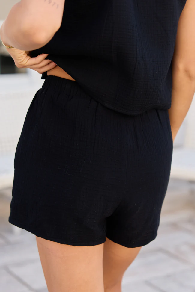 Sofie Black Gauze Shorts DOORBUSTER - Image 4