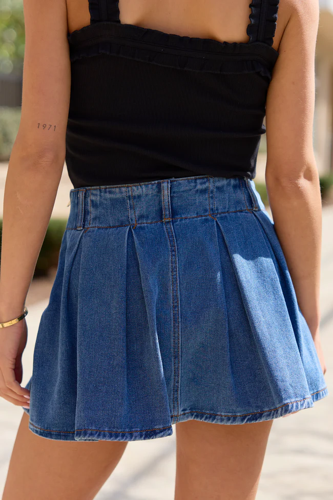 Spencer Pleated Denim Skort - Image 4