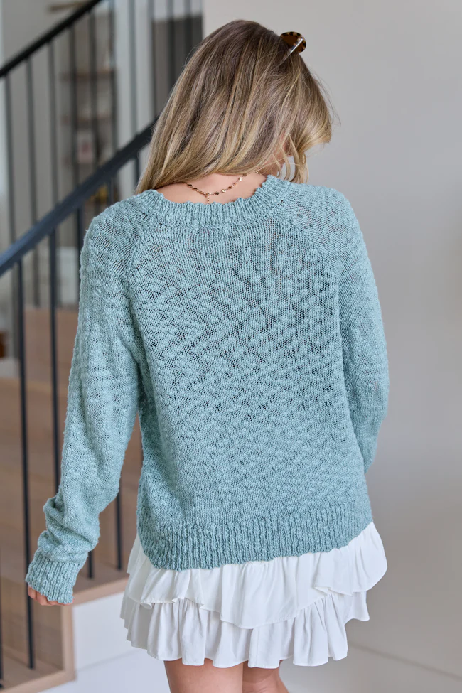 Sterling Teal Slub Crewneck Sweater - Image 5