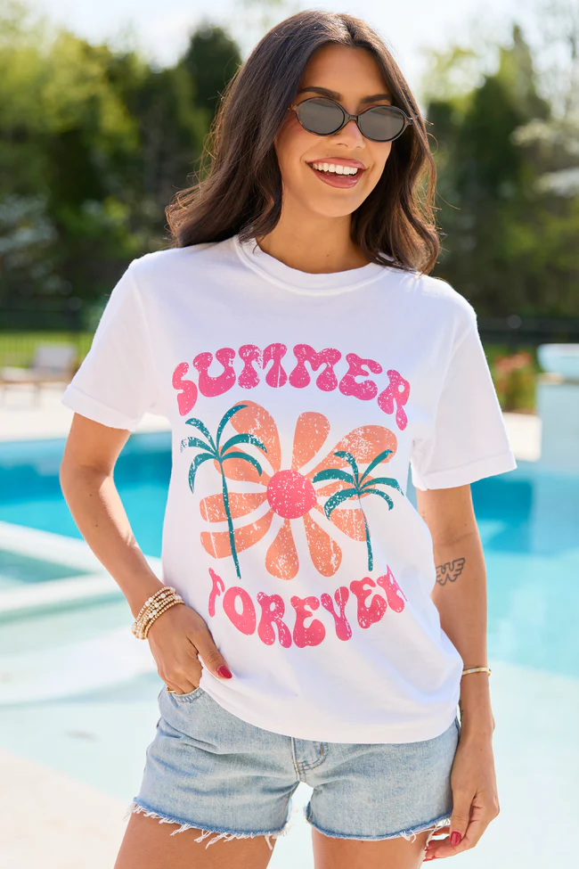 Summer Forever White Graphic Tee - Image 3
