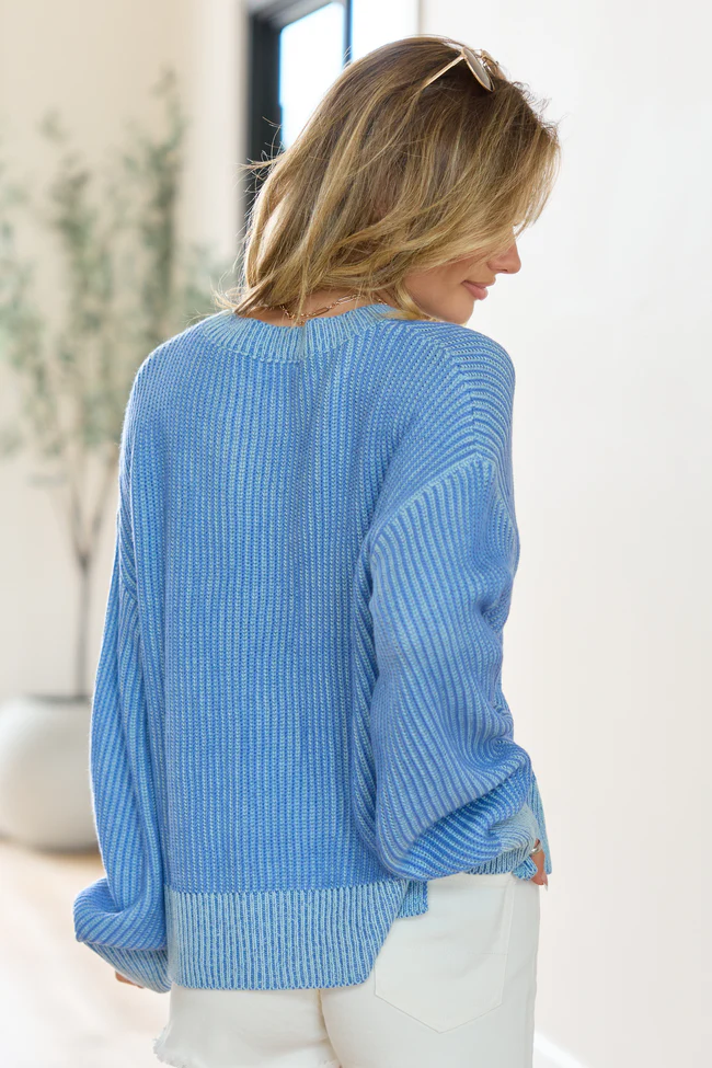 Sunny Blue Striped Crewneck Sweater FINAL SALE - Image 4