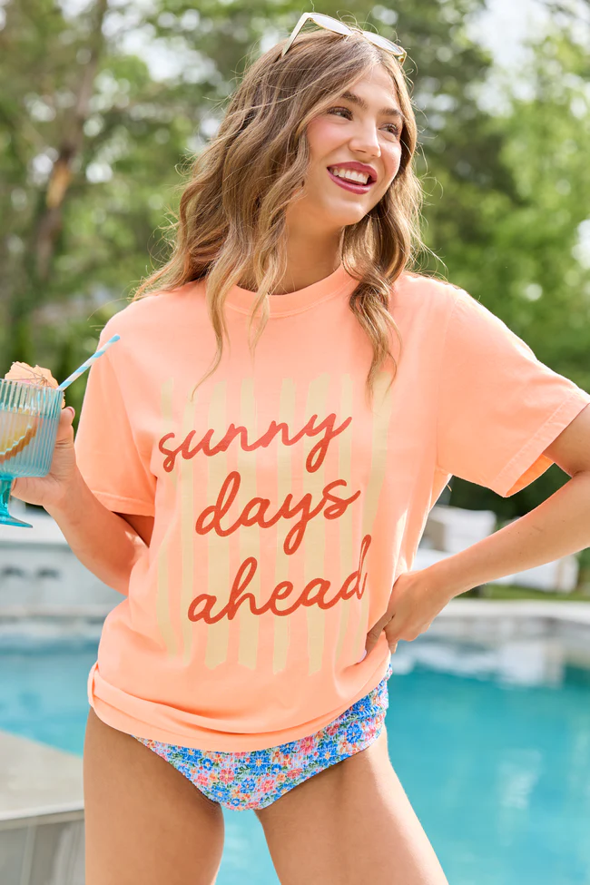 Sunny Days Ahead Neon Orange Graphic Tee - Image 2