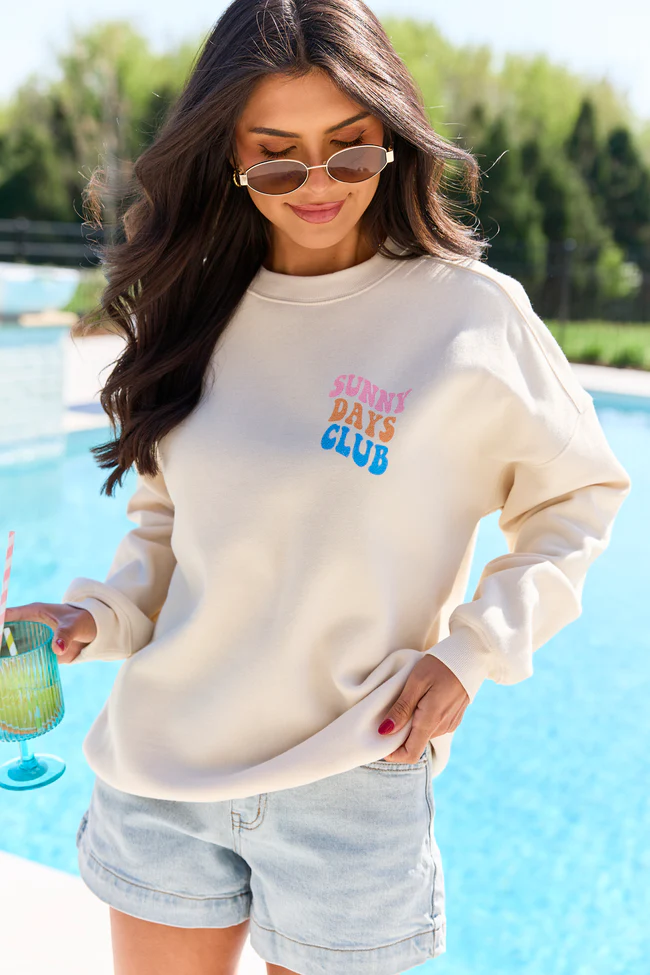Sunny Days Club Cream Graphic Sweatshirt - Image 4