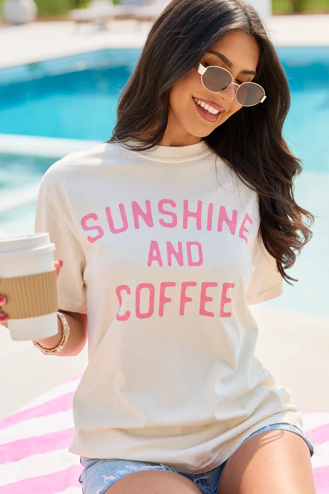 Sunshine And Coffee Ivory Graphic Tee - Image 4